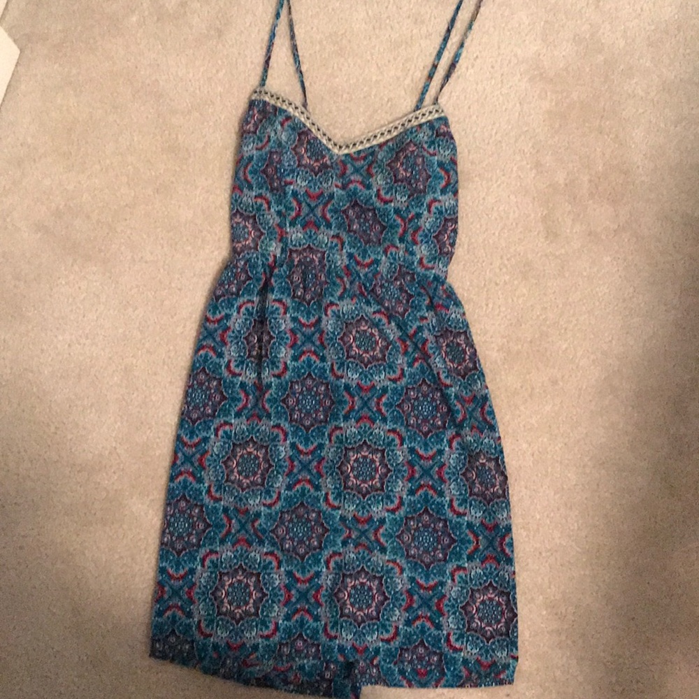 Blue Mandala Mini V-neck Dress
